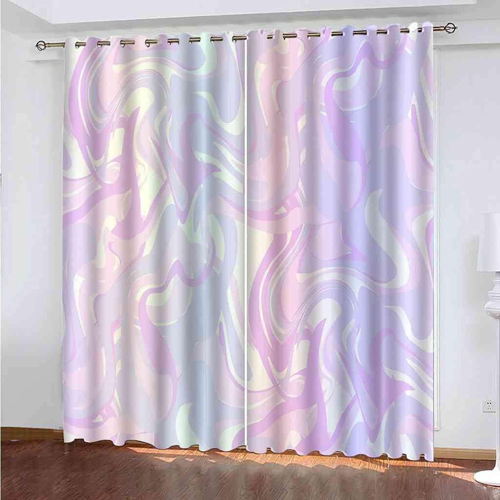 Rideaux occultants d'enfant 3D violet abstrait thermique et phonique salon 200x214cm