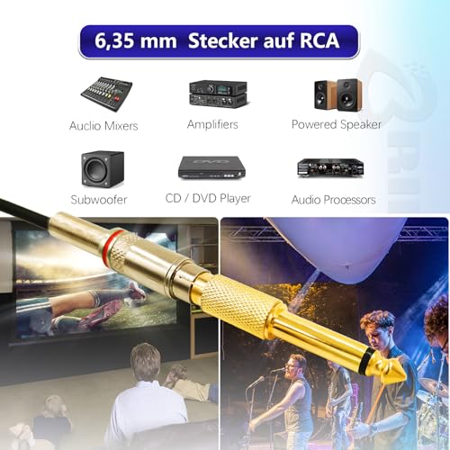 BRIEFCEC 8-Piece 6.35mm (1/4 Inch) Male to RCA Female Mono TS Audio Adapter, Gold-Plated - Image 4