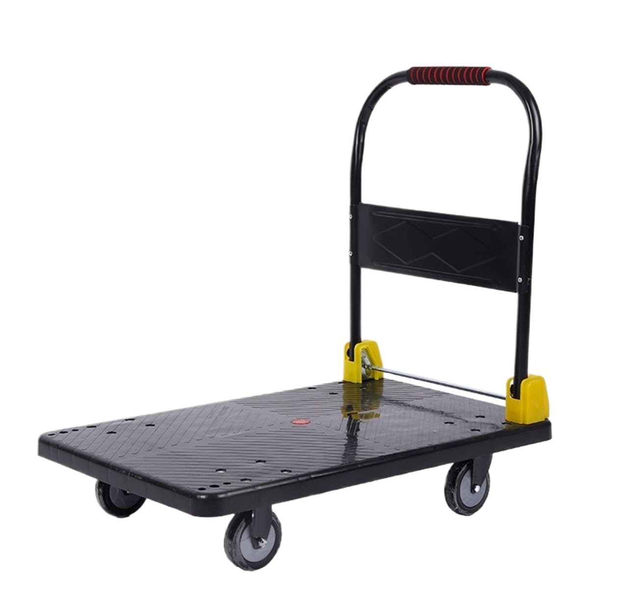 Garage Trolley Plastic Hand Truck Moving Platform Cart With Metal Foldable Handle For Office Bookstore Platform Hand Truck(Black)