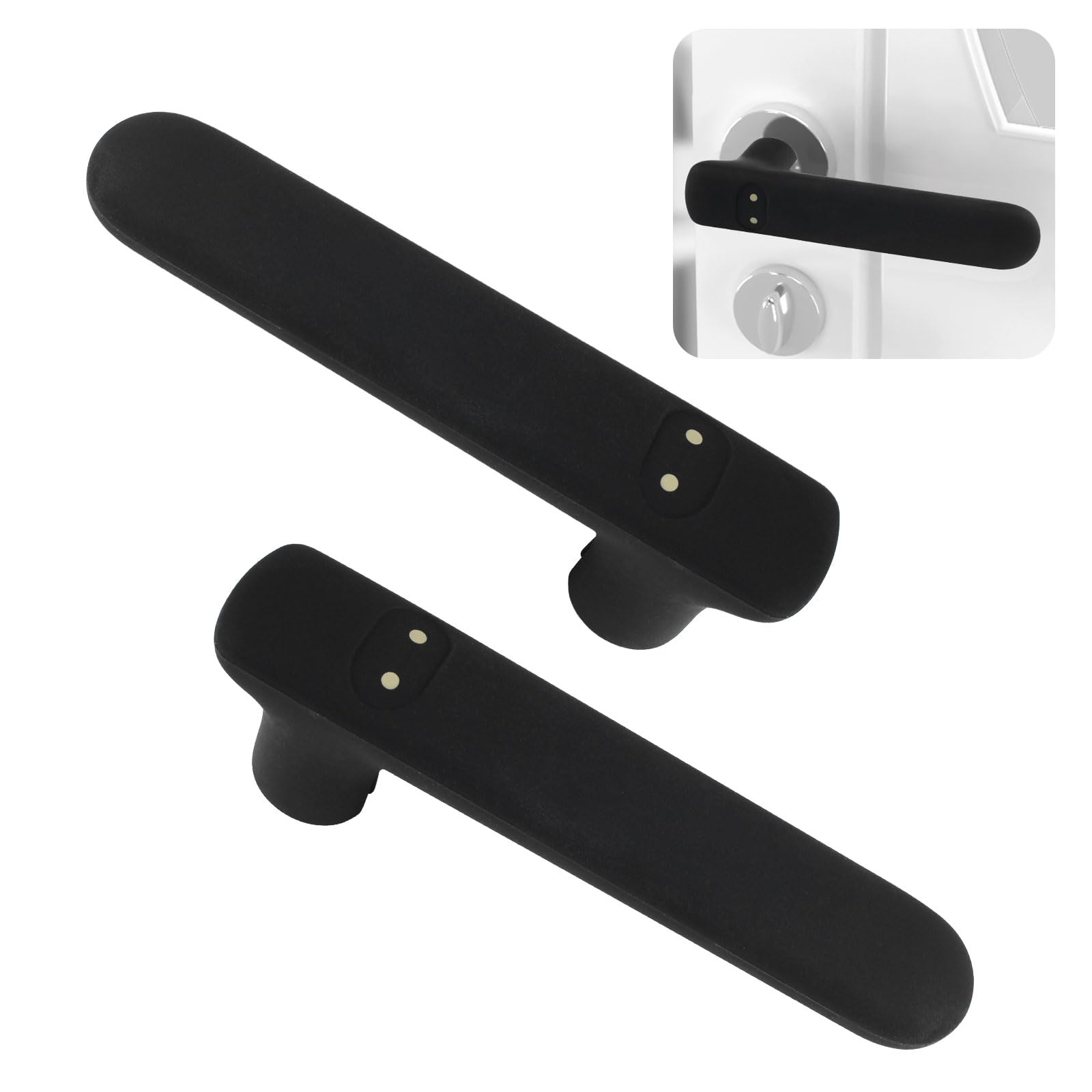 UFURMATE Door Handle Covers, 2Pcs Silicone Handle Gloves Cute Mask Design Safety Doors Knob Cover Anti-Static Knob Protector for Flat Square Door Levers (Black) — image 1
