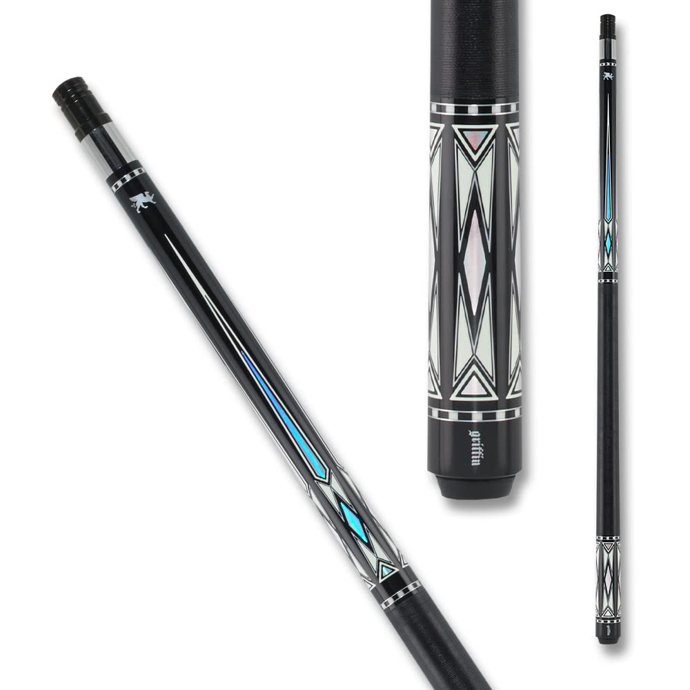 Griffin GR40 Pool Cue - Jet Black with Overlaid Points - 21oz