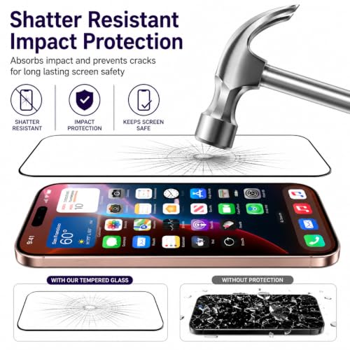 Image of Tempered glass for iphone 16 pro max| Screen Protector Full HD Quality Tempered Glass Anti-Scratch Edge to Edge Coverage For Easy Installation (iPhone 16 Pro Max), Pack Of 1