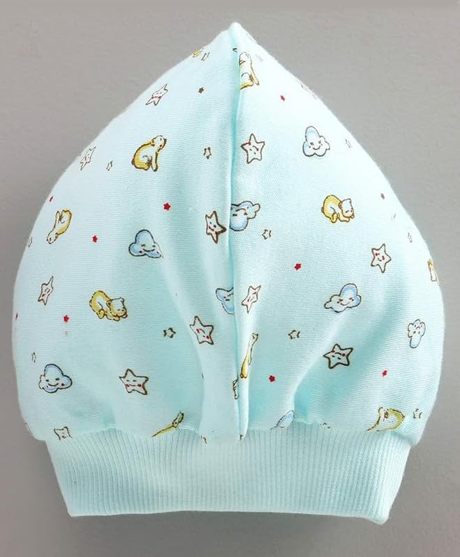 Image of Printed Soft Cotton Cap for New Born Baby Boys & Girls Tie Knot Caps for Infants Topi | Pack of 3