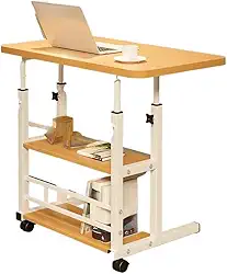 Mesa Ajustável com Rodinhas para Notebook – Altura Regulável 60–90 cm, Mesa Multifuncional para Cama e Sofá(Nogueira)