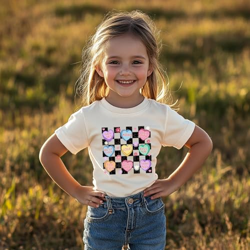 Toddler Girls Valentine's Shirt Cute Love Heart T-Shirts Kids Valentine's Shirts 2-10 Years4