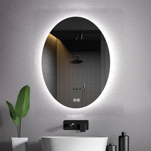 Miroir salle de bain LED haut de gamme 60x80cm rétroéclairé ovale