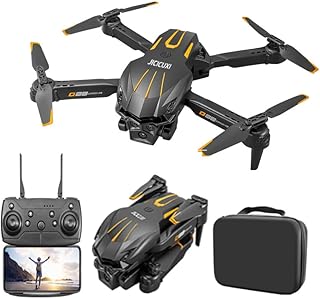 Drohne mit Kamera 4K, Faltbare Mini Drohne mit kameraür Anfänger, Dual-Kameras, 2 Akkus für längere Flugmomente, 360° Flip, Headless Modus, Höhenhaltung, Tragetasche,Goldgelb