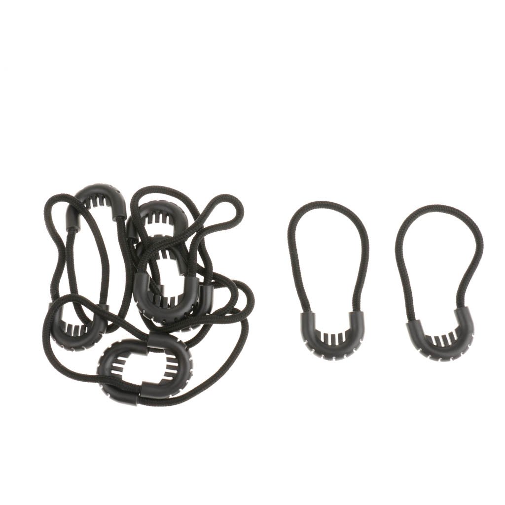 10x Zipper Pulls Cord Rope Ends Lock Zip Slider for Clothing/Bags Black