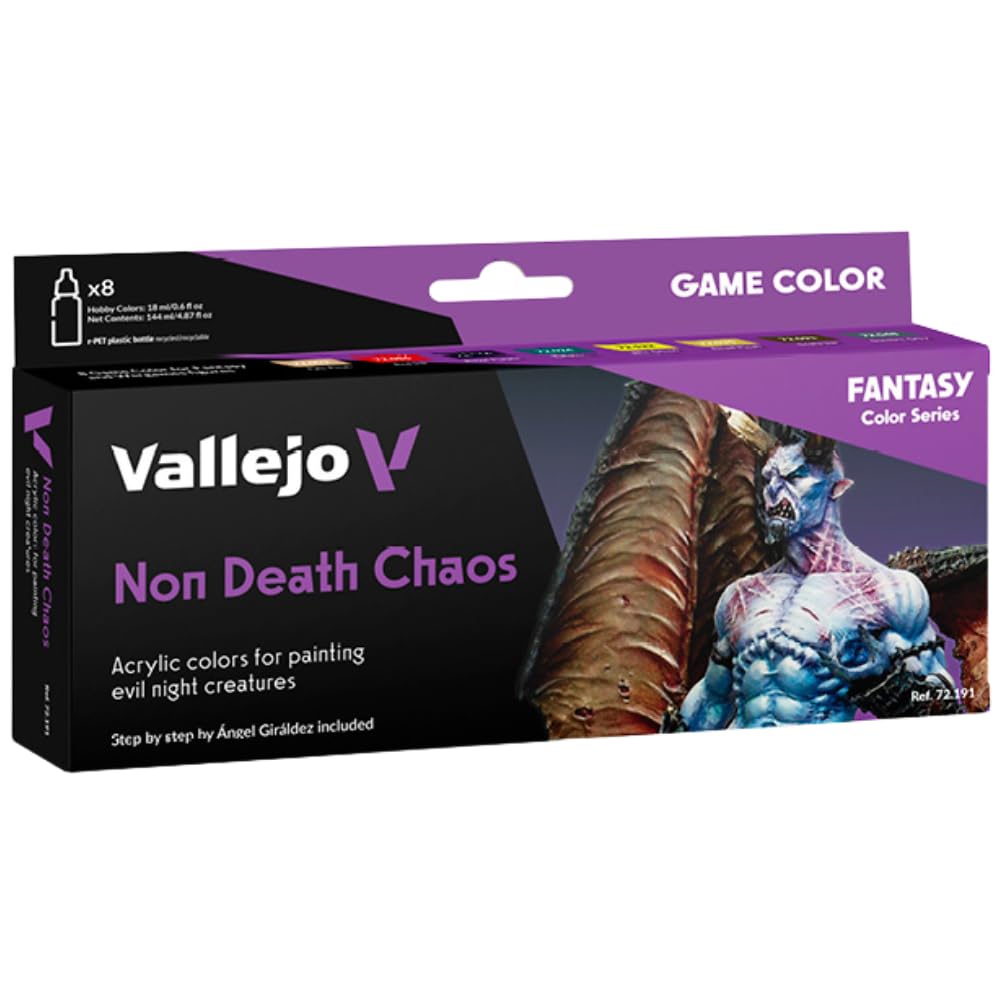 Vallejo - Non-Death Chaos Acrylic Paint Set | Game Color | Fantasy Color Series Miniature Model Kit for a High Pigment Matte Finish | 8 Bottles x 18