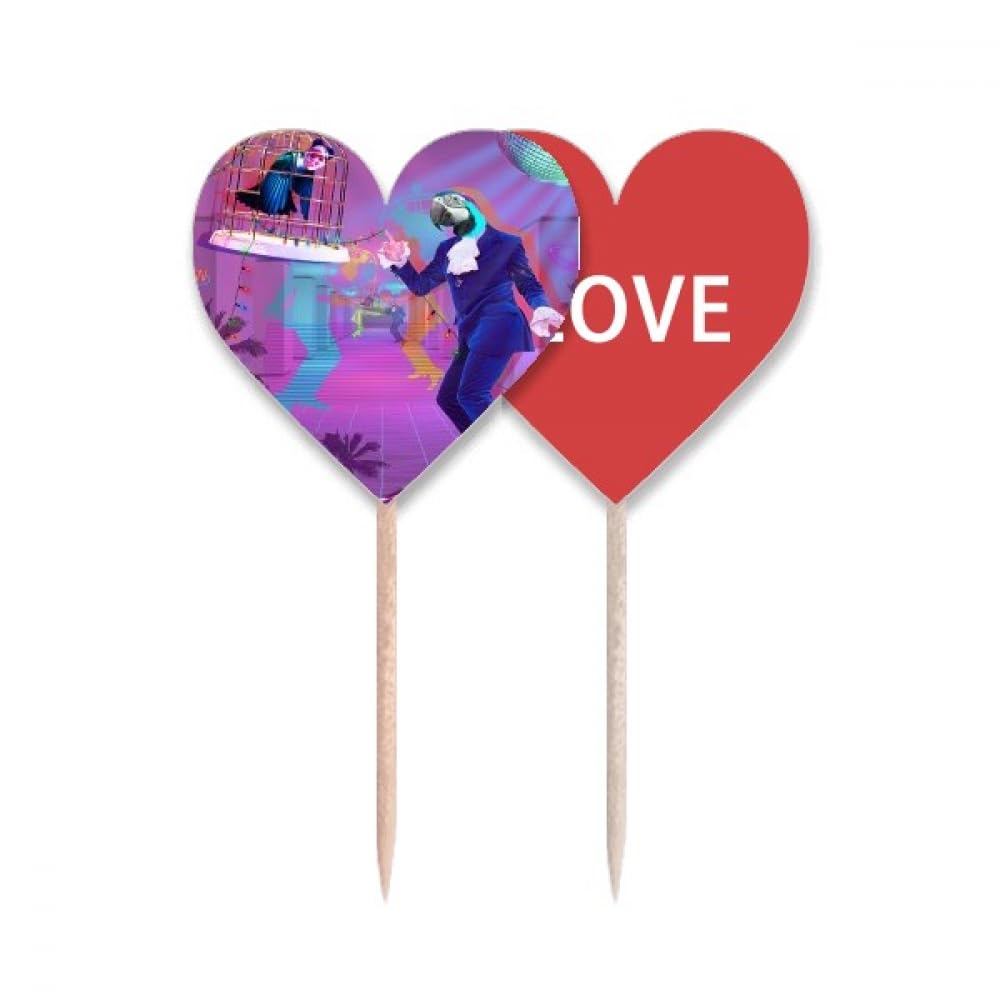 Drapeau cure-dents Danse DJ et label cupcake cœur pour fête