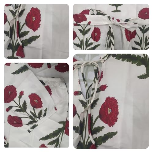 Image of Leriya Fashion White Kurti Set for Women | V-Neck Straight Kurta Sets for Woman | Summer Co ord Set For Women Stylish | Ethnic Kurtis for Office Outfit | Floral Printed Kurtis 3 /4 Sleeve