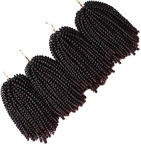 4 Pack Spring Twist Braids Ombre Colors Crochet Braids Synthetic Braiding Hair Extensions Low Temperature Fiber 8inch 100g (8 INCH, T1B/33)