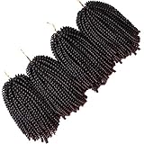 4 Pack Spring Twist Braids Ombre Colors Crochet Braids Synthetic Braiding Hair Extensions Low Temperature Fiber 8inch 100g (8 INCH, T1B/33)