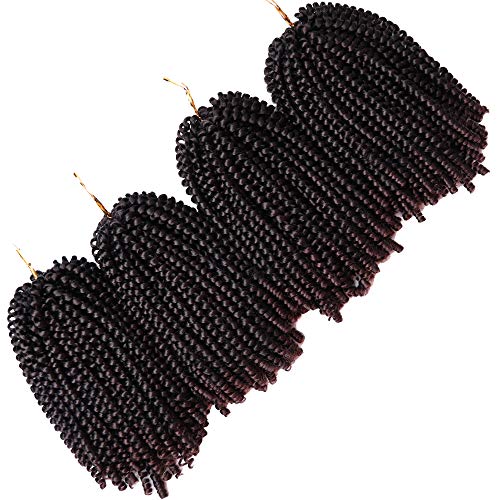 4 Pack Spring Twist Braids Ombre Colors Crochet Braids Synthetic Braiding Hair Extensions Low Temperature Fiber 8inch 100g (8 INCH, T1B/33)