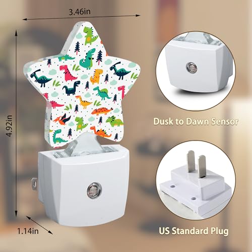 Image of Colorful Dino Tree Plug-in Night Light with Dusk-to-Dawn Sensor for Bedroom,Bathroom and Living Room Sleep Friendly lamp for Women /Girls /Boys Gift,0.5W