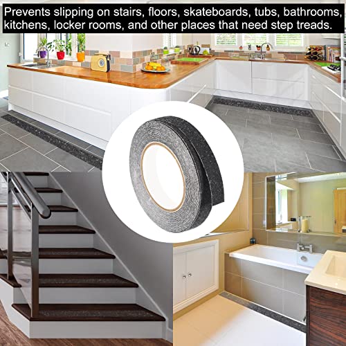 PATIKIL 0.8x32.8Ft Rutschfest Griff Traktion Klebeband Wasserdicht Frostig für Treppen Outdoor Indoor Schwarz