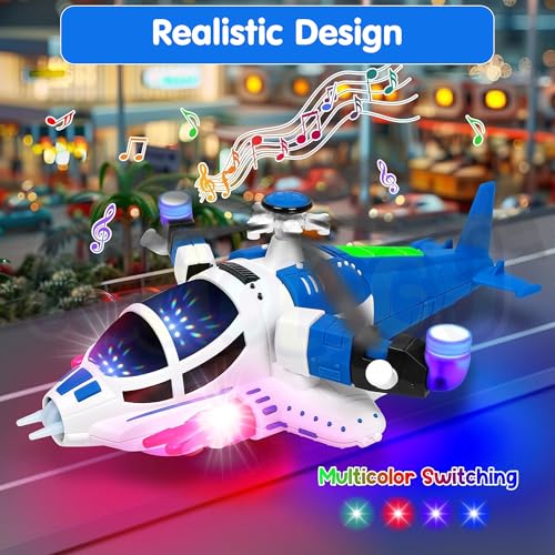 Image of Kidology Helicopter Toy with Lights and Sound for Kids Age 2+ Years, 360Freedom and Automatic Operated Toys | Sensory Toys for Toddlers | Ideal for Gifting | Blue