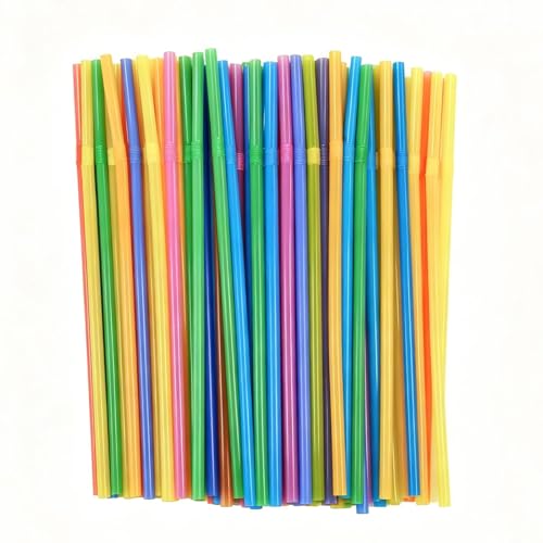 Sugarcane Drinking Straws Flexible Plant-Based Straws for Smoothies Milkshakes Juice Parties Kids Travel Home & Events (50 Pack-Colourful
