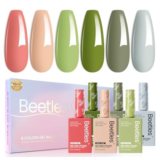 Beetles Conjunto de esmalte de gel livre de hema - 6 cores verde nude natrual rosa kit de esmalte de gel de imersão Uv LED lâmpada de unha 15 ml faça você mesmo salão de manicure em casa presente