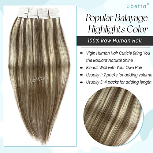 Blonde Highlighted Tape In Hair Extensions,Ash Brown To Platinum Blonde Highlights Remy Human Hair Tape Ins Extensions For Women,20Pcs Invisible Tape In Hair Extensions 20 Inch Double Sided Tape Hair #TOP4