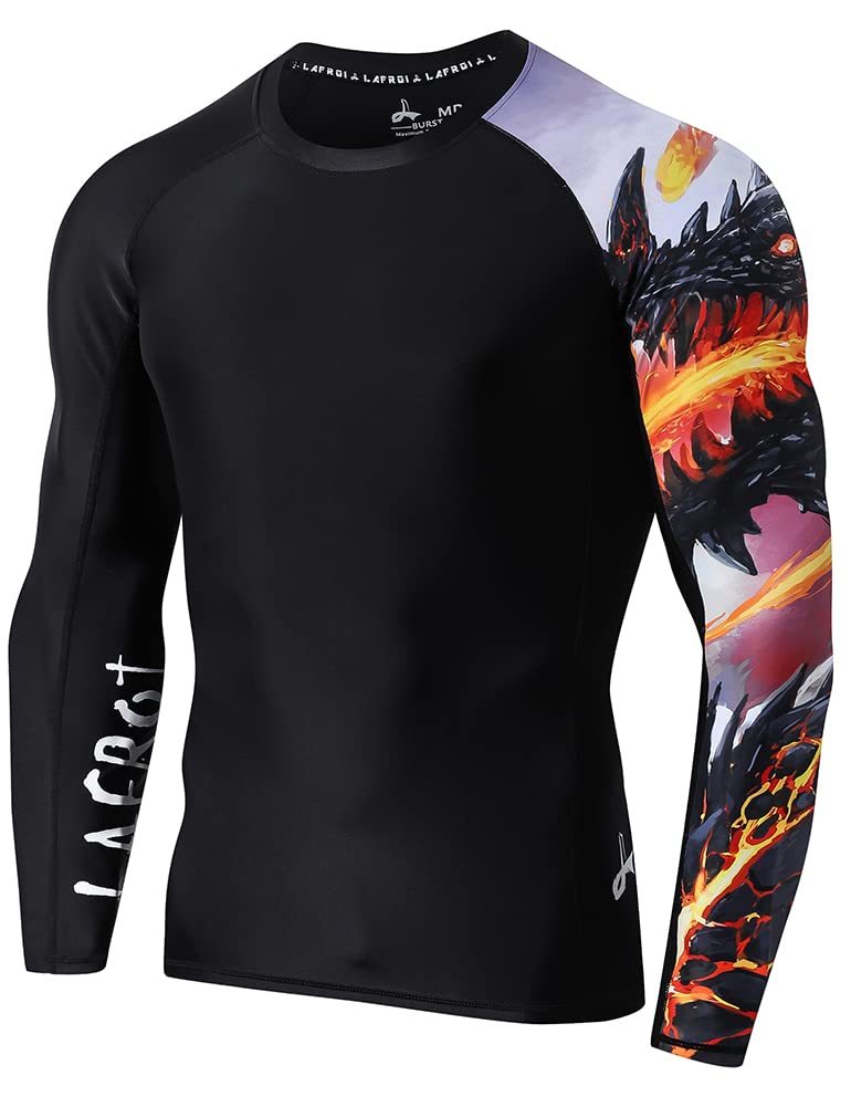 LAFROI - Rash Guard da Uomo, a Maniche Lunghe, con UPF 50+, a Compressione, CLYYB, Uomo