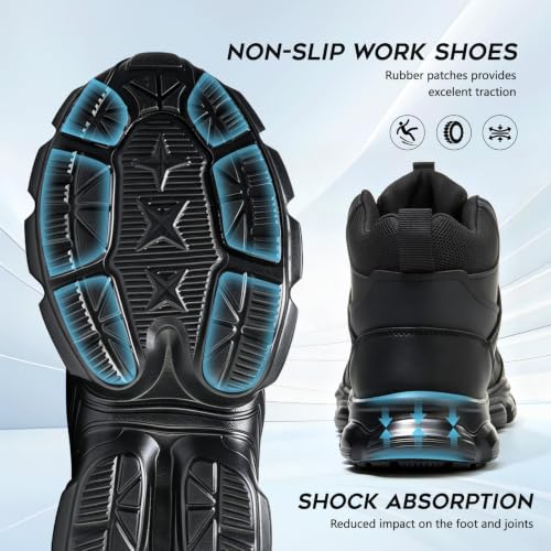 Image of Hogent Steel Toe Shoes for Men Women, Wide & Non-Slip Work Shoes