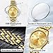 OLEVS Womens Gold Watch Golden Face Diamond Dress Watch for Women Small Wrist 14K Gold Plated Analog Quartz Ladies Wristwatch Stainless Steel Band Waterproof Female Wristwatch Coin Edge Bezel
