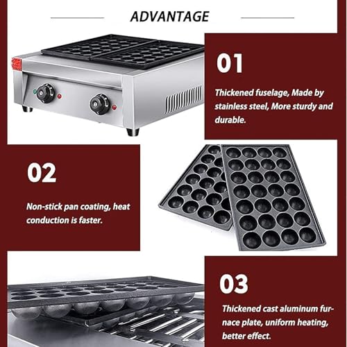 Máquina para Takoyaki 56 Huecos 2000W Control Temperatura miniatura 3