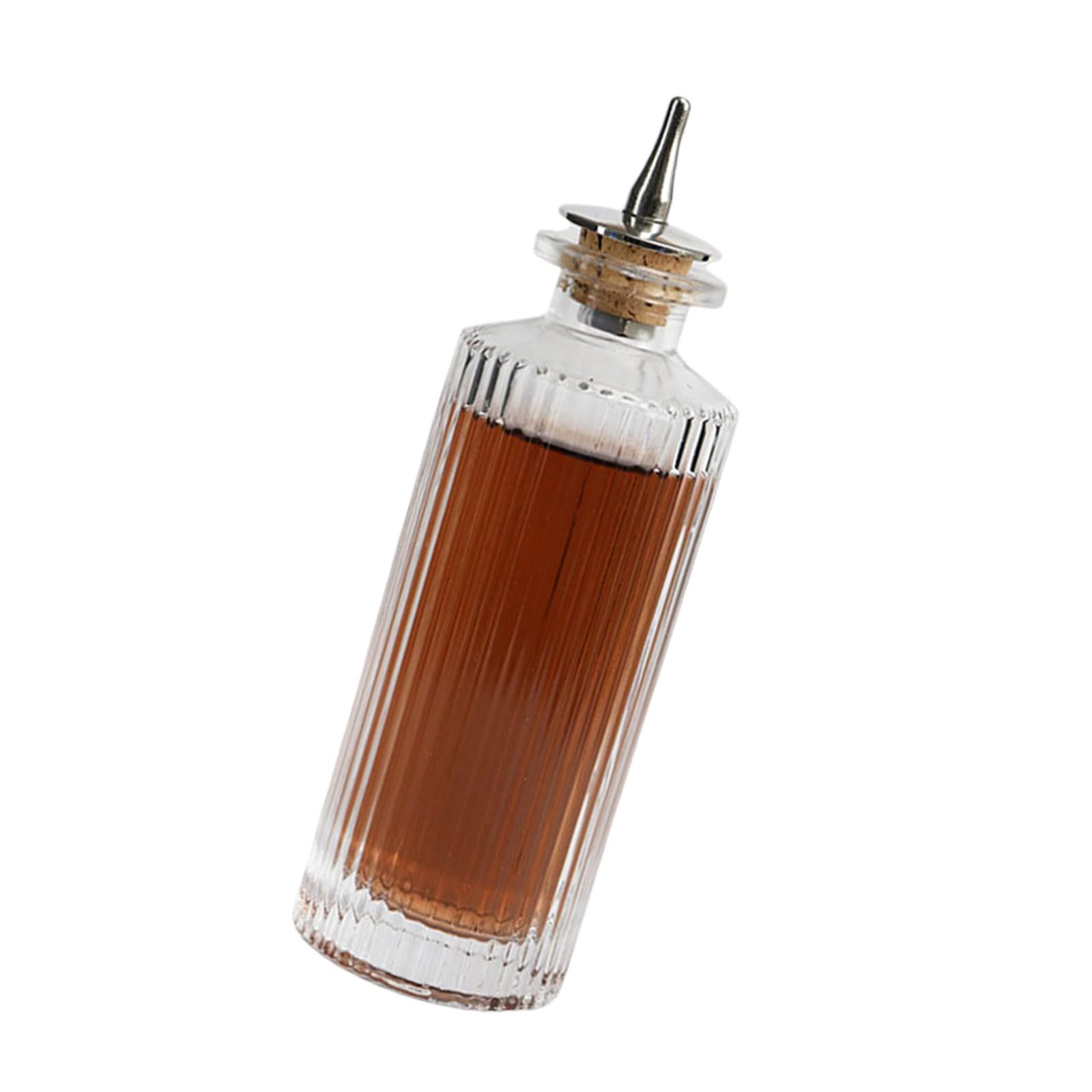 Tsophreniq Handcrafted Oval Striped 90ml Glass Liquor Bottle with Golden Cap Liquor Container Great for Wine Storage and Display Artistic House Club Accessory