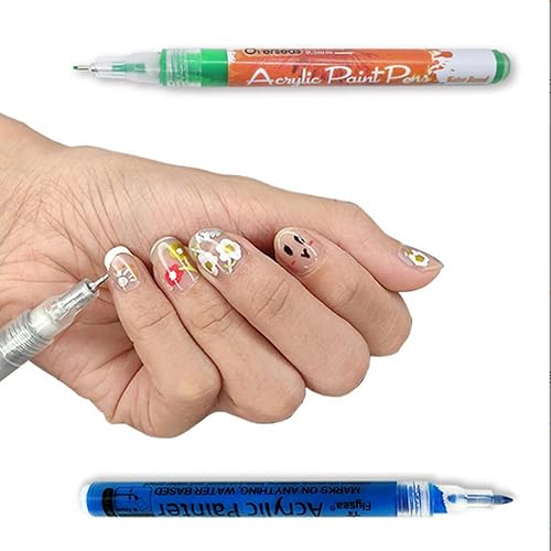 Miniatura 2 de EBIEFLY Juego de rotuladores de pintura con graffiti para arte de uñas, rotulador de punta fina, rocas permanentes, dibujo, tela, tela, madera,