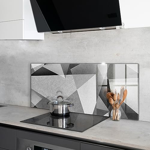 Panneau de cuisine en verre trempé au design abstrait géométrique - 4
