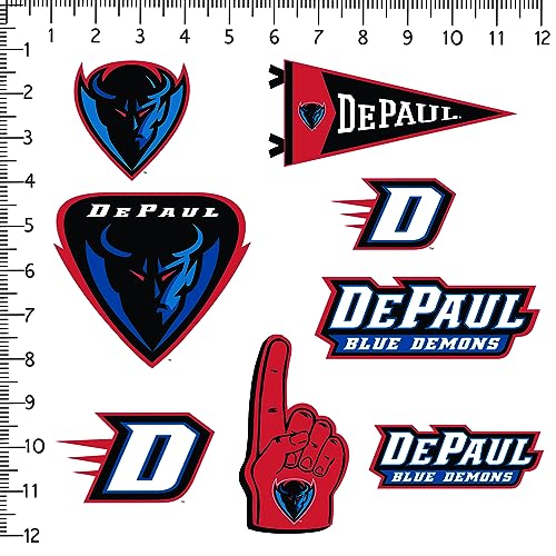 Image of DePaul University 8ct Vinyl Large Deluxe Stickers Variety Pack - Laptop, Water Bottle, Scrapbooking, Tablet, Skateboard, Indoor /Outdoor - Set of 8