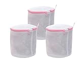 Set of 3 Extra Large Bra Wash Mesh Laundry Delicates Net Bag (A To D Cup) Reusable Travel Zip Up Machine Washable For Lingerie, Baby Socks, Underwear With Zipper(White) size: 3 Bra Wash Bag