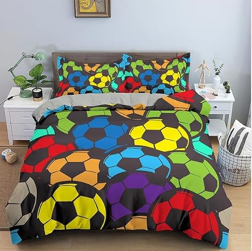 LMMSMGS Super King Size Duvet Cover Football Bedding for Kids Aldult with Zipper Closure Soft Hypoallergenic Microfiber Duvet Cover 102.3"x 86.6" + 2 Pillowcases 19.7"x 29.5"