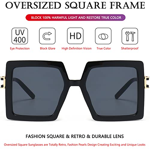 AIEYEZO Oversized Sunglasses for Women Square Fashion Big Large Frame Sun Glasses UV400 Protection4
