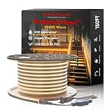 Shine Decor LED Neon Rope Lights 150FT, Dimmable Neon LED Strip Lights 3000K Warm White 120LEDs/M Fl
