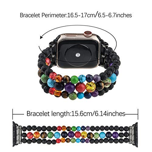 Pltgood Compatible With Apple Watch Band Beads Bracelet 38Mm/40Mm/41Mm 42Mm/44Mm/45Mm For Women Men - Handmade 7 Chakras Elastic Wristband Watch Strap - Iwatch Series 8 7 6 5 4 3 2 1 Se #TOP2