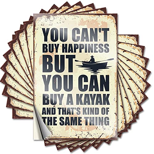 Calcomanías divertidas para coche con texto en inglés 'You Can't Buy Happiness But Can A Kayak', 10 unidades de calcomanías para ventana de coche (6 x 9 cm)