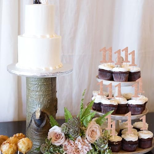 Rsstarxi XM536-1 ROSE GOLD 36 Pack Number 1 Cupcake Toppers Glitter Age One 1St Birthday Cupcake Picks thumb #3