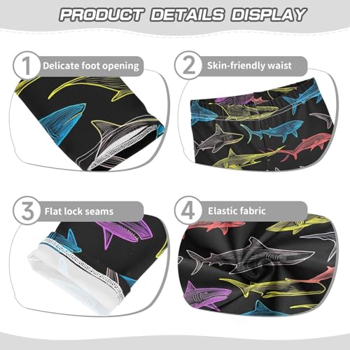 Shark Girls' Leggings Toddler Doodles Colors Kids Yoga Pants Dance Active Tights 4T3