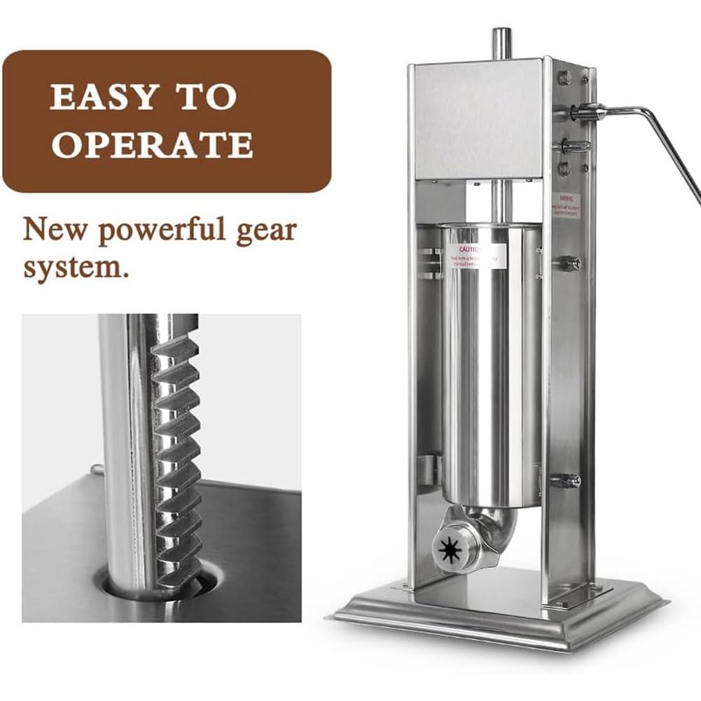 Máquina de churro comercial de tanque de 5 litros – Máquina manual de churrera de acero inoxidable con 4 boquillas, ideal para restaurantes y panaderías – Relleno de salchichas incluido