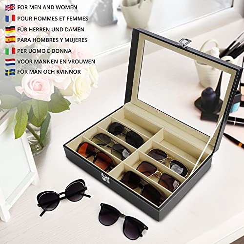 Kurtzy Faux Lederen Zonnebrillen Organizer Doos – 8 Sleuven voor Brillen – Afsluitbare Zwarte Display Opslag Collectie… - Image 7
