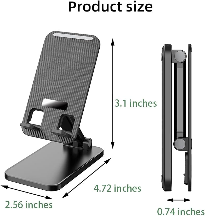 Miniatura 2 de Soporte de teléfono para escritorio ángulo y altura ajustables Totalmente plegable para teléfono celular portátil y iPad Tablet Mount con gran base