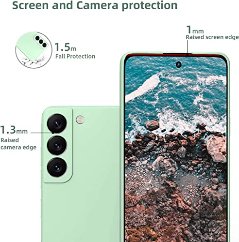 Image of DIZORO Liquid Silicone Case with Microfiber Cushioning Compatible for Samsung Galaxy S22 5G Shockproof Slim Back Cover, Gel Rubber Full Body Protection (Mint Green)