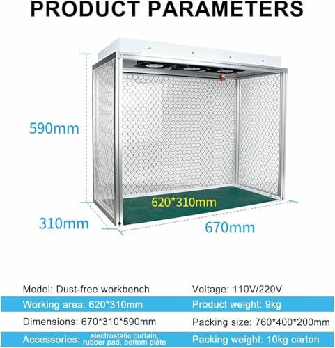 Campana de Flujo laminar Vertical con Filtro de Ventilador y filtros HEPA para reparación de teléfonos y Laboratorio. Mesa de Trabajo a Prueba de Polvo con iluminación LED. (220V)