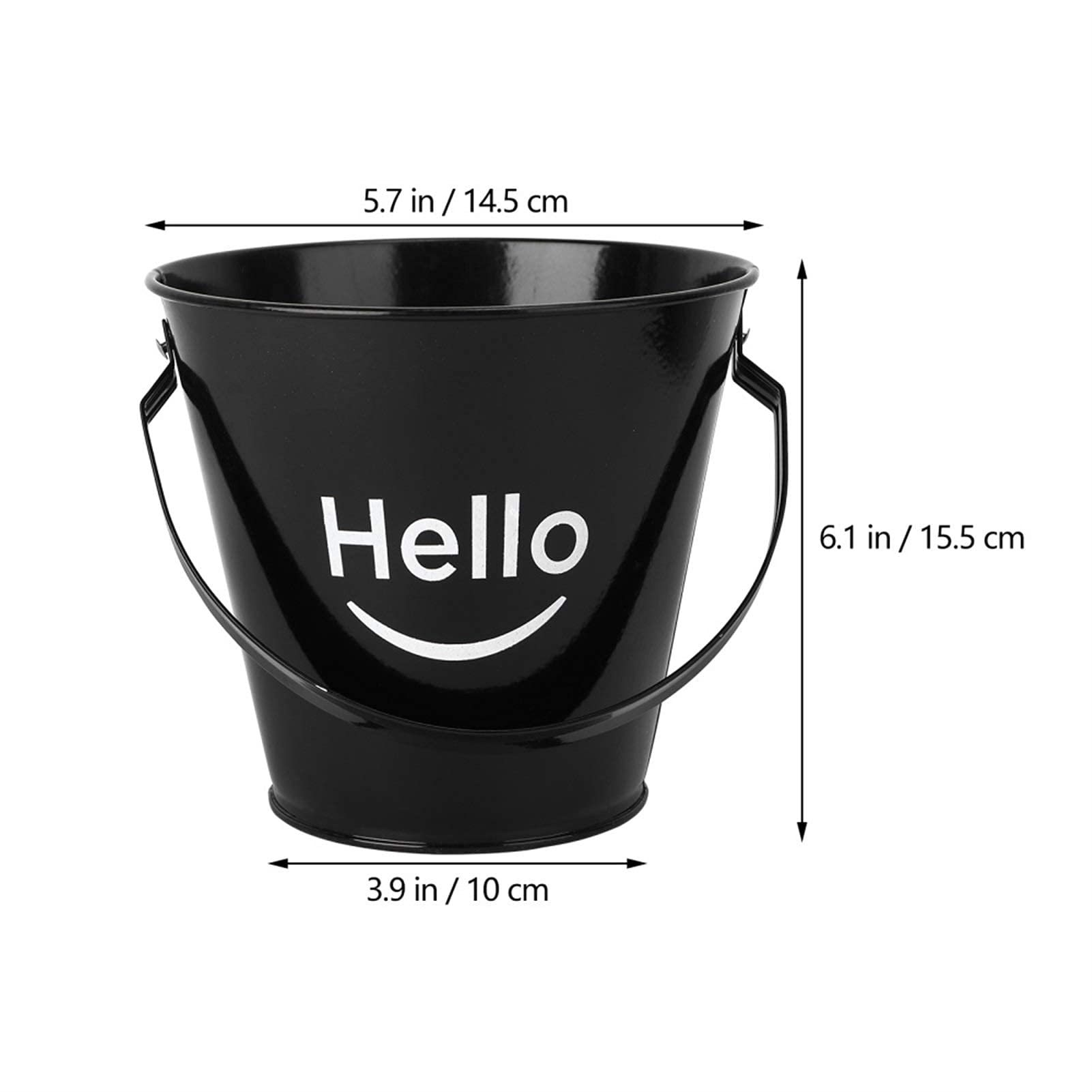 Cubo de Hielo con Pinzas para Hielo, vajilla Creativa de Hierro Forjado, Cubo de Hielo Sonriente en Blanco y Negro, Mini Barril, refrigerio para Papas Fritas, Cubo para Papas Fritas