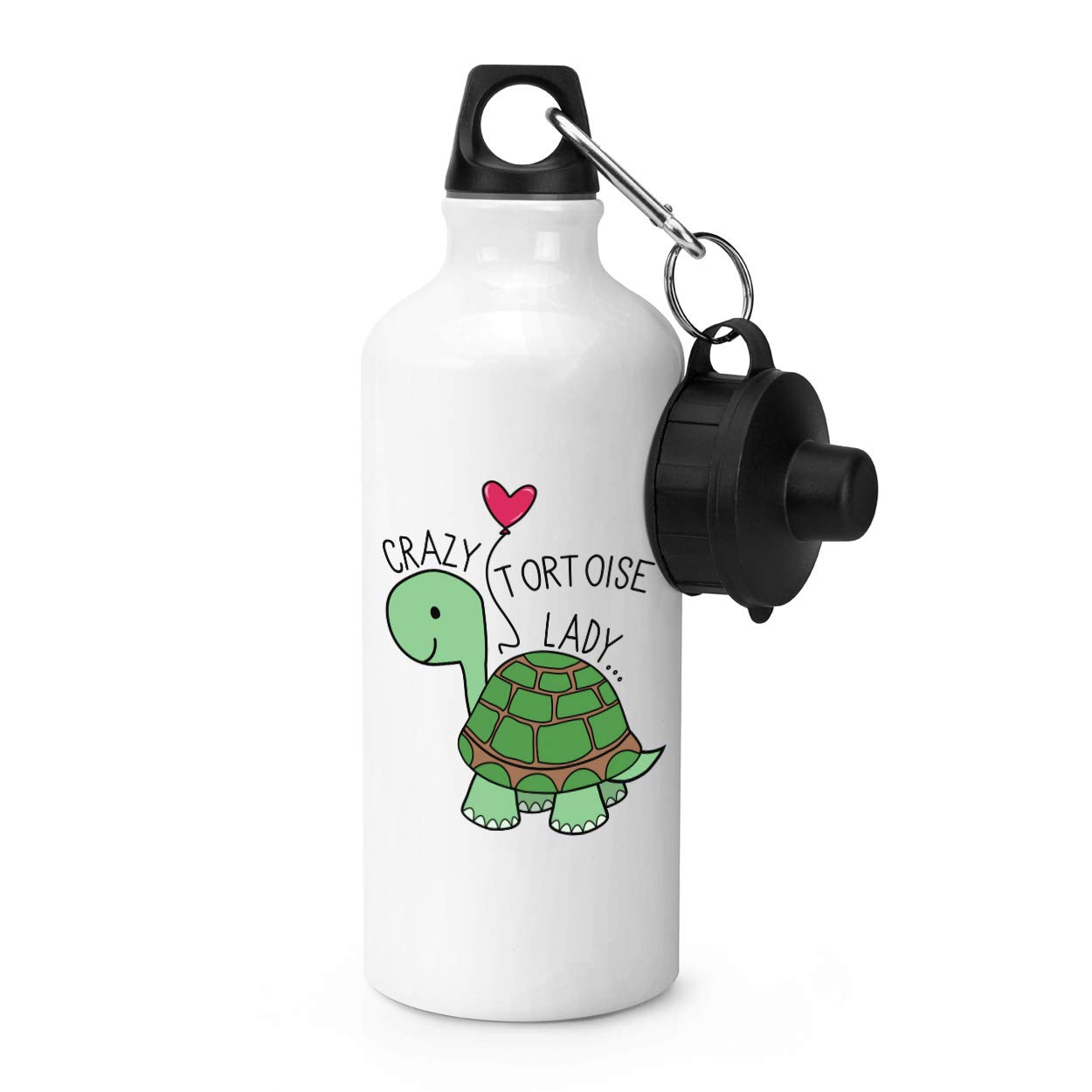 Gift Base Crazy Tartaruga Borraccia Sportiva In Metallo 600 Ml Bianca | Con Due Tappi Inclusi, Design Simpatico Per Donna - 5