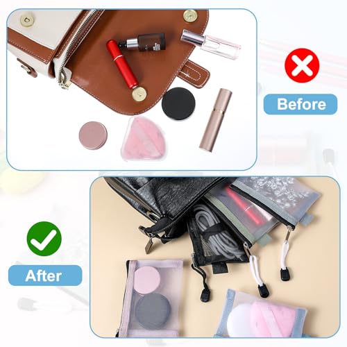 5 Pack Small Zipper Pouch,3" X 4.3" Nylon Small Mesh Zipper Pouch Portable Mini Mesh Bags for Lipstick,Key,Earphone,Credit Card4