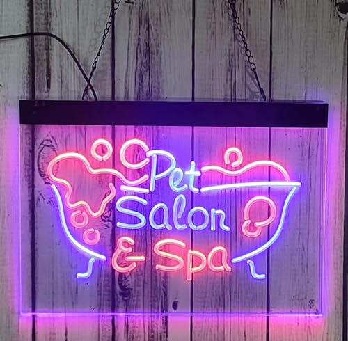 Image of Pet Salon Spa Dog Cat Grooming Wall Decor 16 inch x 12 inch LED Light up Sign USB Powered for Kitchen Shop Restaurant Bar Party Decoration Handmade LED Neon Tubing Signs