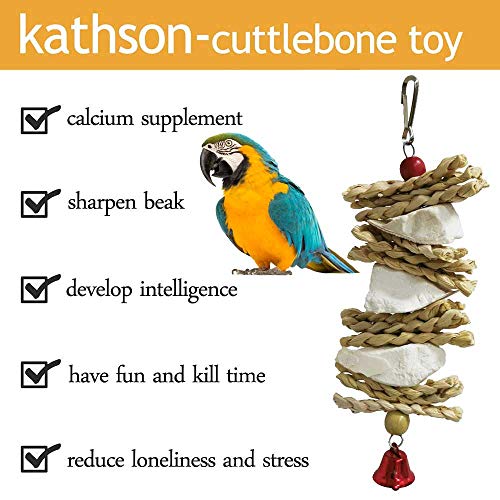 Image of kathson 5PCS Wood Bird Perch Wooden Parrot Stand Toy Parakeet Standing Platform Chew Toys Natural Cuttlebone Paw Grinding Stick Cockatiels Cage Accessories Exercise Toy for Conures Budgies Lovebirds